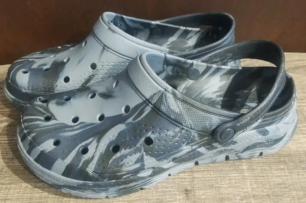 Skechers Archfit Clogs Mens 11.5 Camo Lightweight Slip On Water Shoes Strap